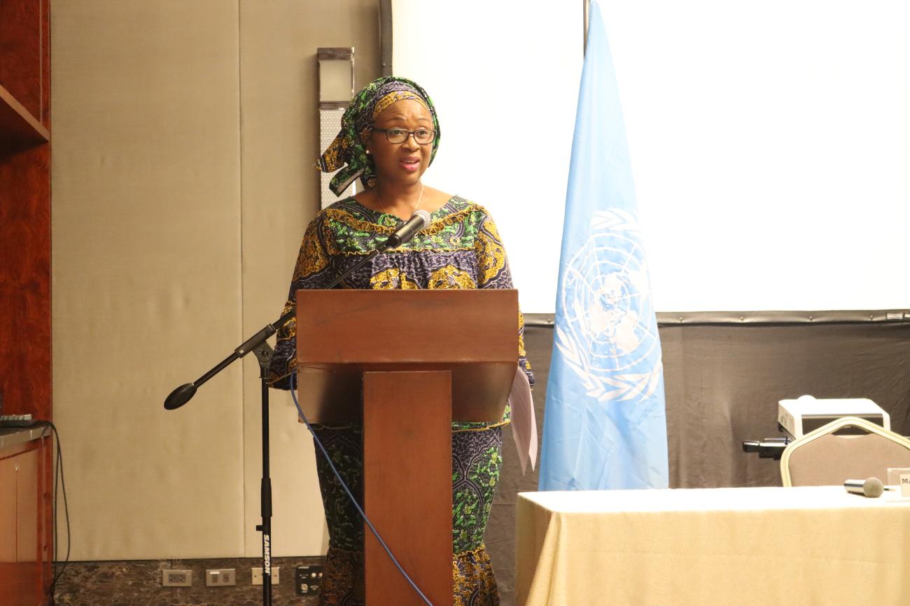 Special Rapporteur Mama Fatima Singhateh at the press briefing