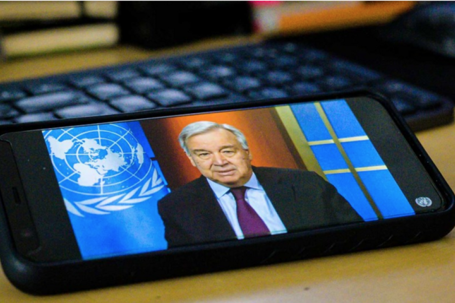 Secretary-General giving a virtual press briefing