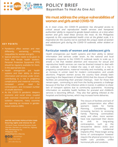 Cover of UNFPA Policy Brief