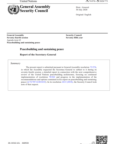 2020 Report of the Secretary-General on Peacebuilding and Sustaining Peace