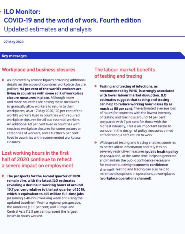 Ilo Monitor Covid 19 And The World Of Work 4th Edition United Nations In Philippines