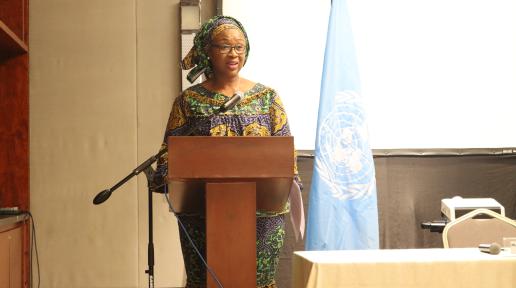 Special Rapporteur Mama Fatima Singhateh at the press briefing