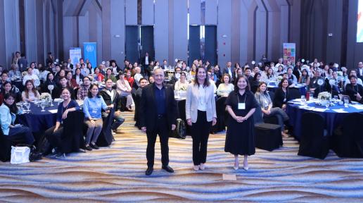 UNRC Gustavo Gonzalez,  Ambassador of the Netherlands Marielle Geraedts and  Human Rights and People’s Empowerment Center Karen Gomez Dumpit with participants of UNCSO Forum